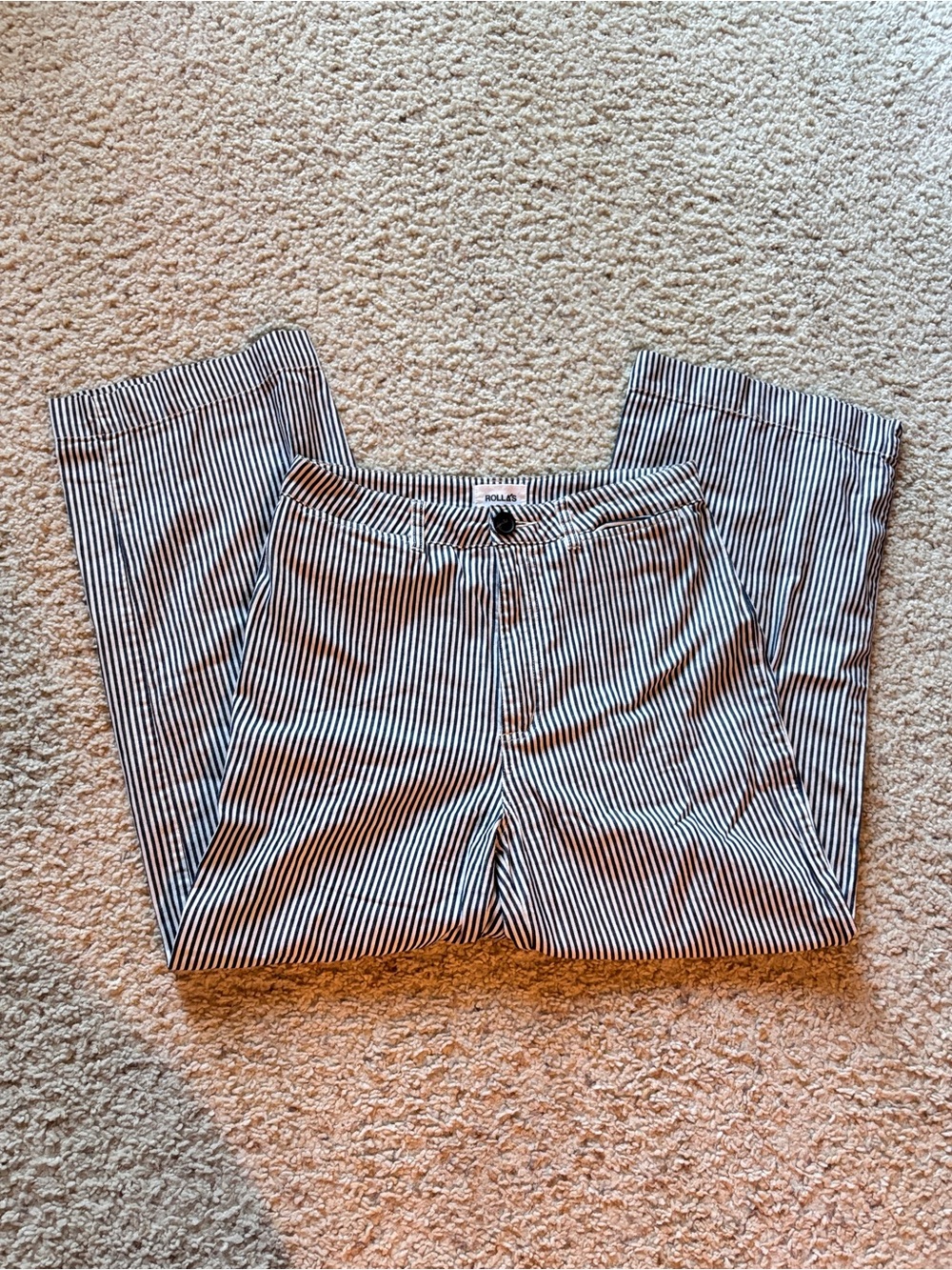 ROLLA'S High-Rise Pinstripe Wide-Leg pants - navy and white - Picture 2 of 4
